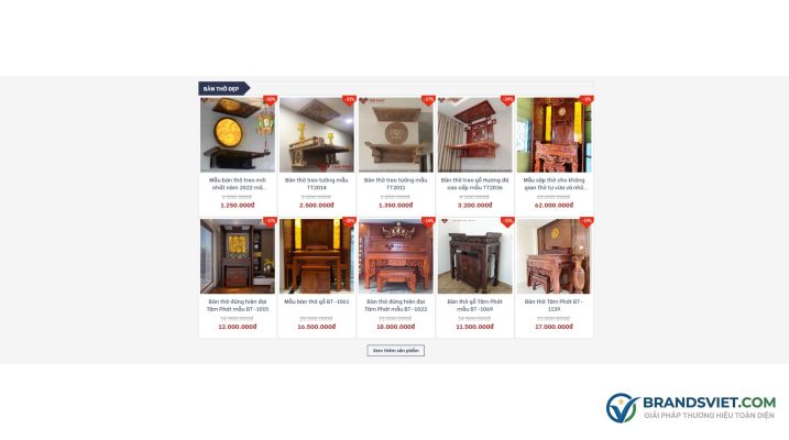 Section Bàn thờ đẹp Theme WordPress bán bàn thờ