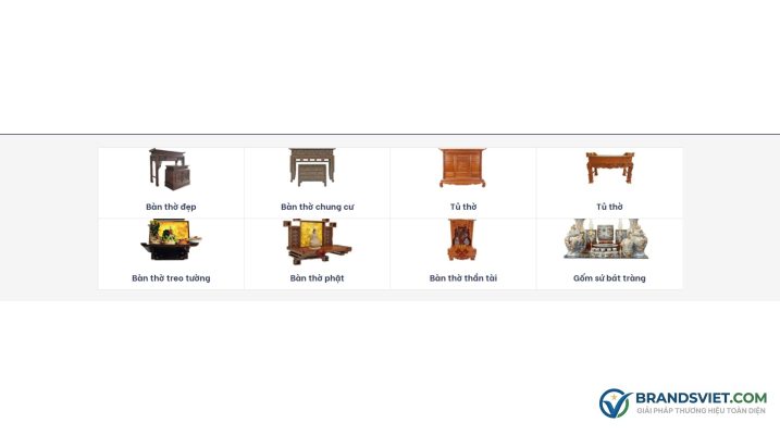 Section danh mục sản phẩm Theme WordPress bán bàn thờ