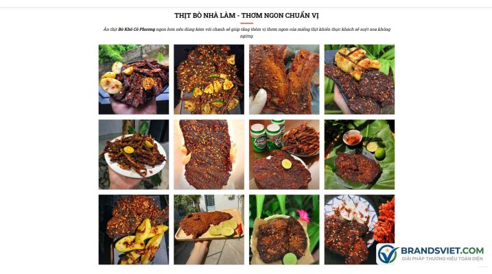 Khu vực hình ảnh sản phẩm Theme WordPress bán bò khô