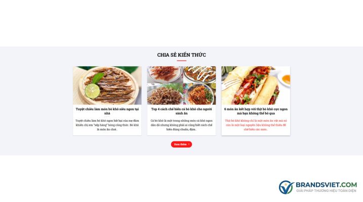 Section chia sẻ kiến thức (Blog) Theme WordPress bán bò khô