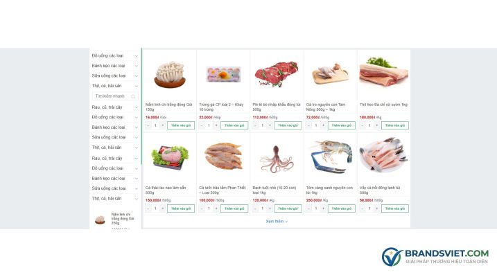 Section danh sách sản phẩm 01 Theme WordPress bách hóa xanh