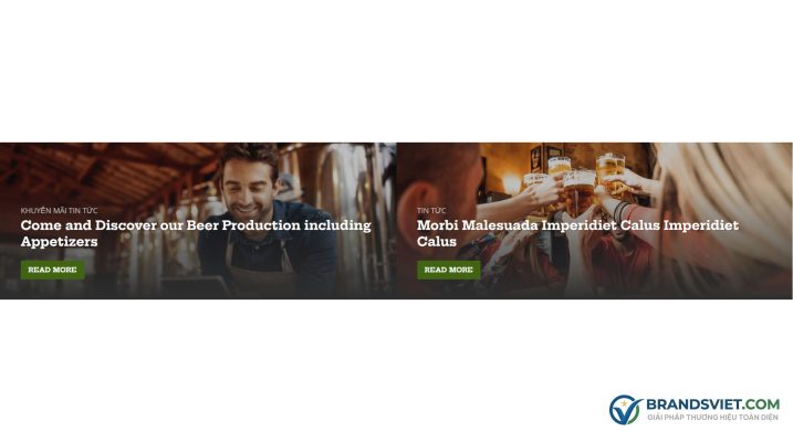 Khu vực khuyến mãi và tin tức Theme WordPress bán bia rượu