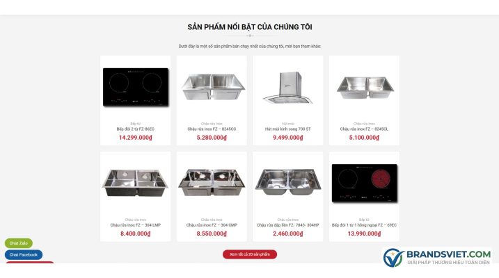 Section sản phẩm nổi bật Theme WordPress bán bếp từ, bếp hồng ngoại 02