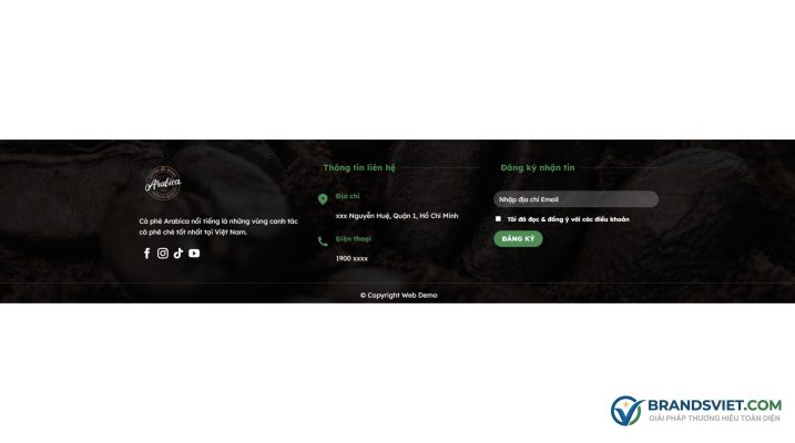 Footer Theme WordPress bán cafe 04