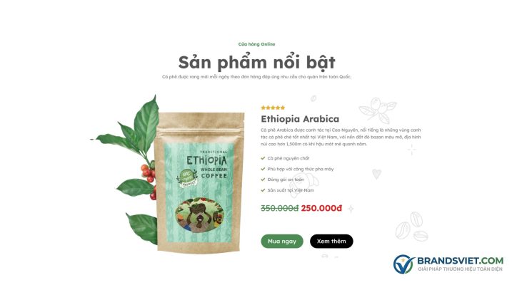 Khu vực sản phẩm nổi bật Theme WordPress bán cafe 04