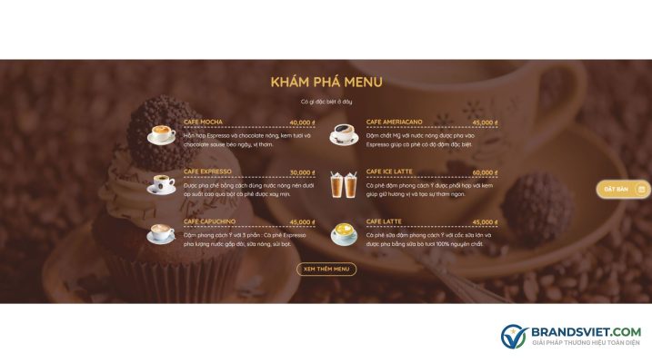Section Menu Theme WordPress bán cafe 03