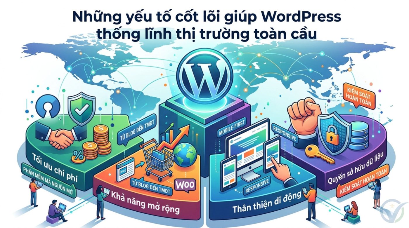 Những yếu tố cốt lõi giúp WordPress thống lĩnh thị trường toàn cầu