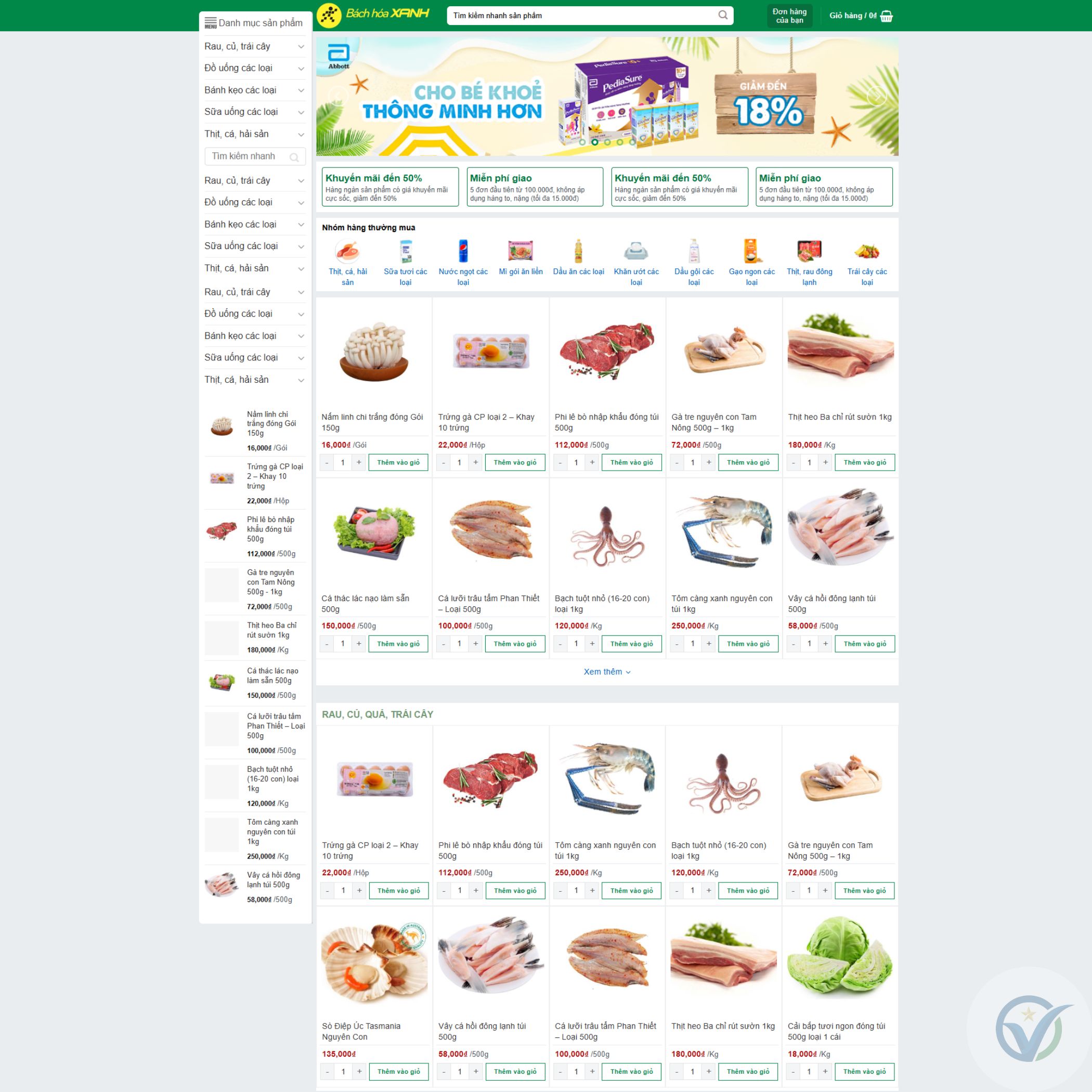 Theme WordPress bách hóa xanh