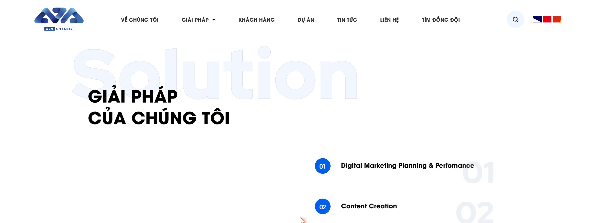 Giao diện trang chủ theme công ty agency marketing online