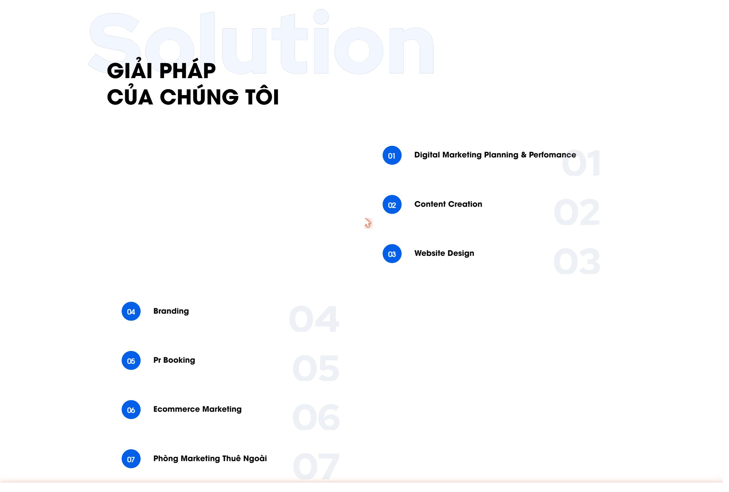 Khối giải pháp marketing trên theme công ty agency marketing online