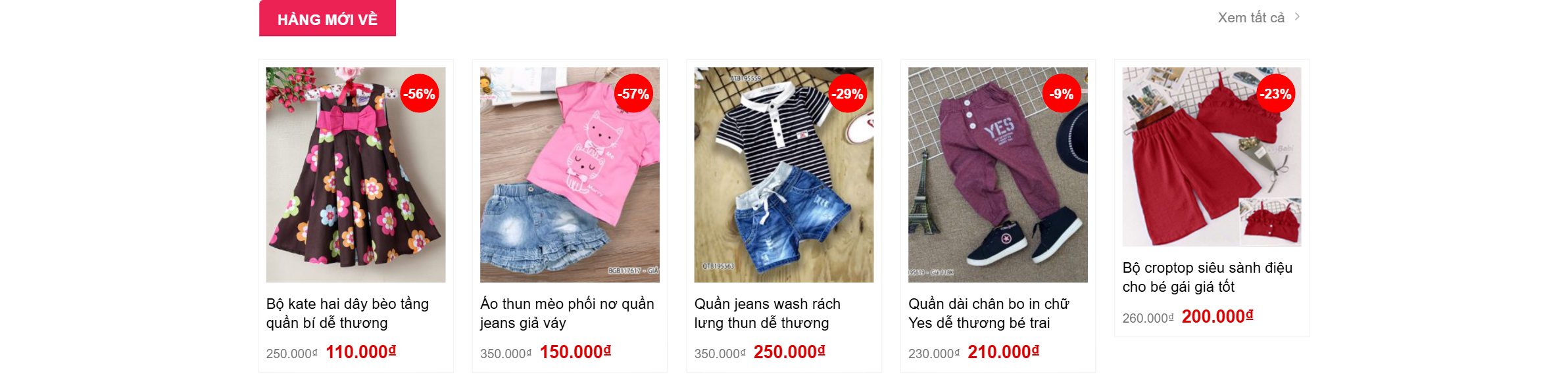Khối hàng mới về trên theme baby shop