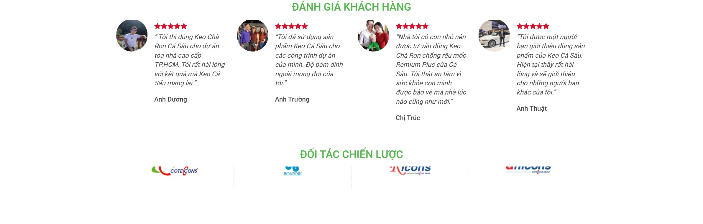 Đánh giá khách hàng trên theme cửa hàng bán sơn