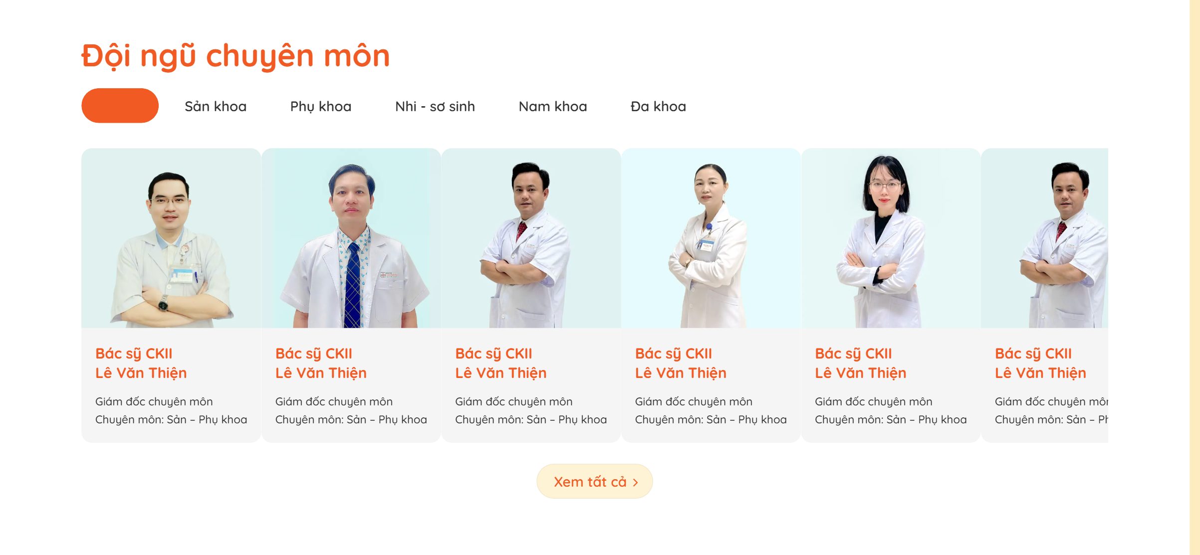 Đội ngũ bác sĩ trên theme bệnh viện phụ sản
