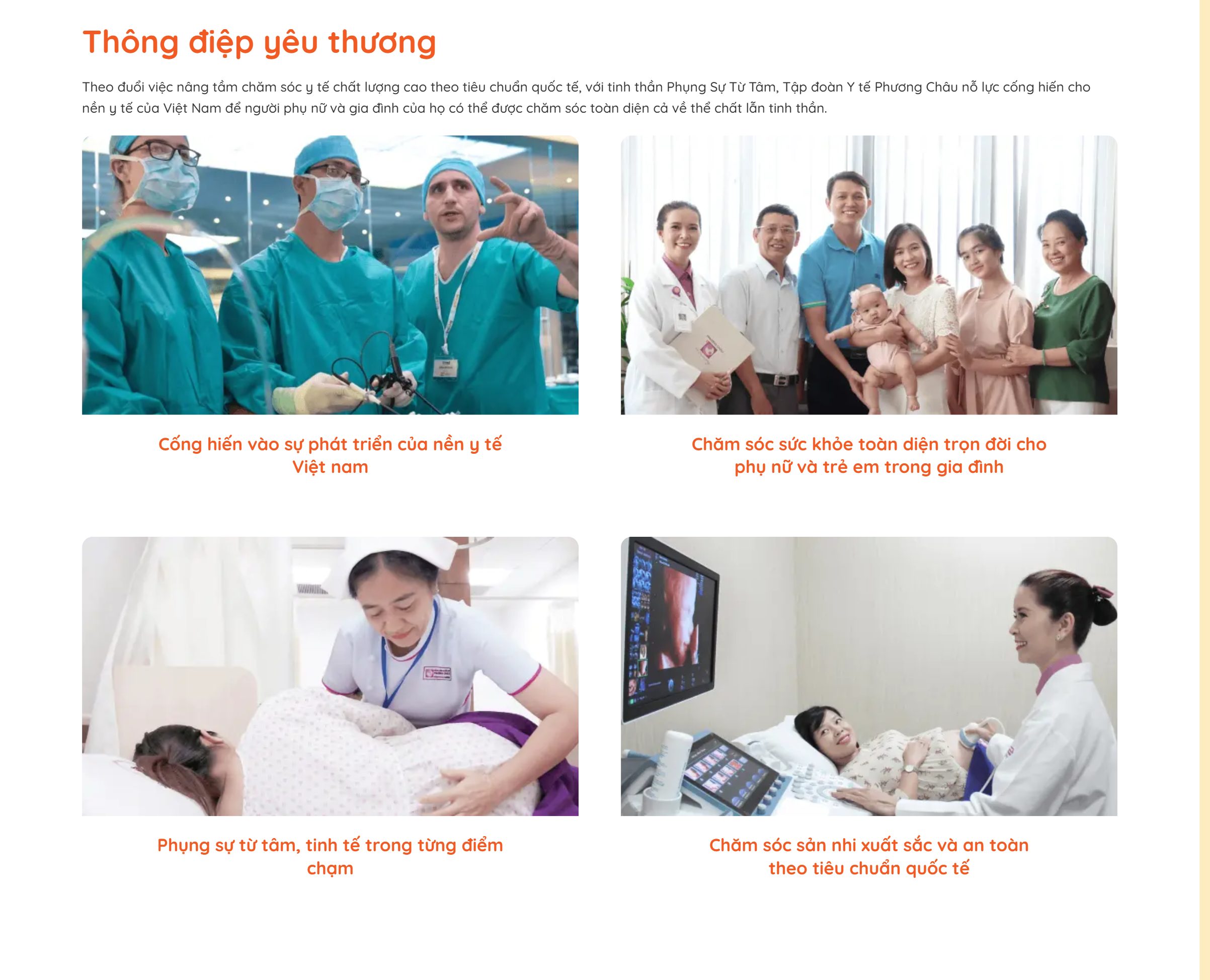Thông điệp yêu thương trên theme bệnh viện phụ sản