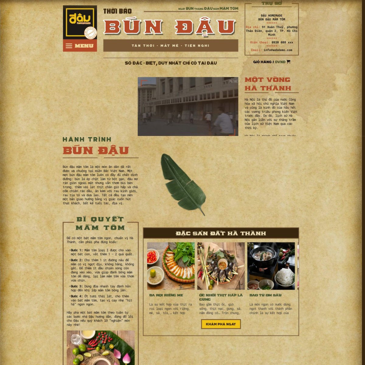 theme quán bún đậu mắm tôm