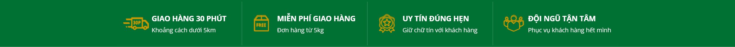 Dải cam kết dịch vụ trên theme công ty bán gạo