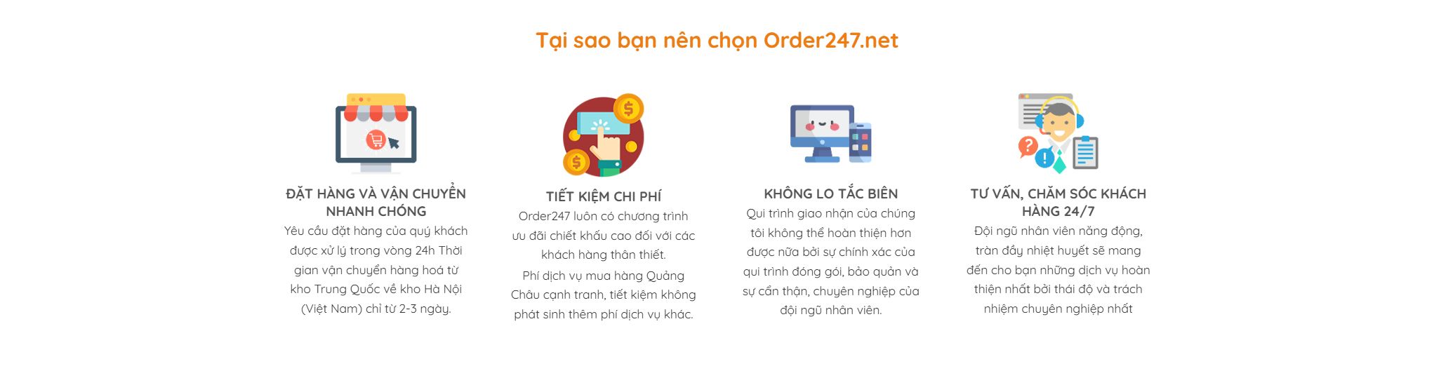 Theme dịch vụ order hàng - Khối lý do nên chọn dịch vụ order hàng