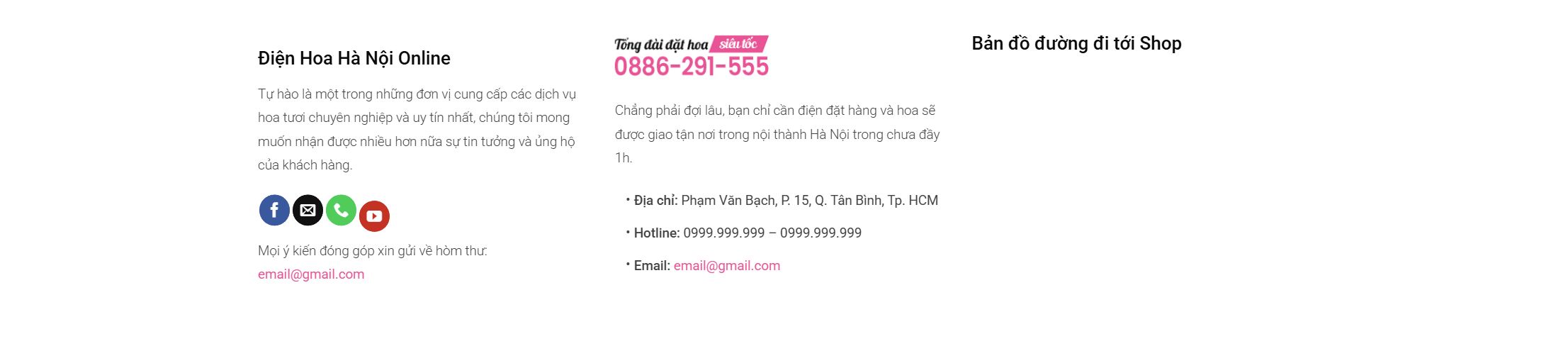 Theme điện hoa - Chân trang của mẫu theme điện hoa