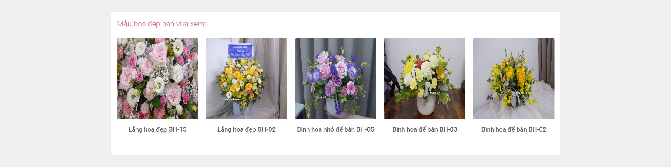 Theme điện hoa - Khối sản phẩm hoa nổi bật của mẫu website