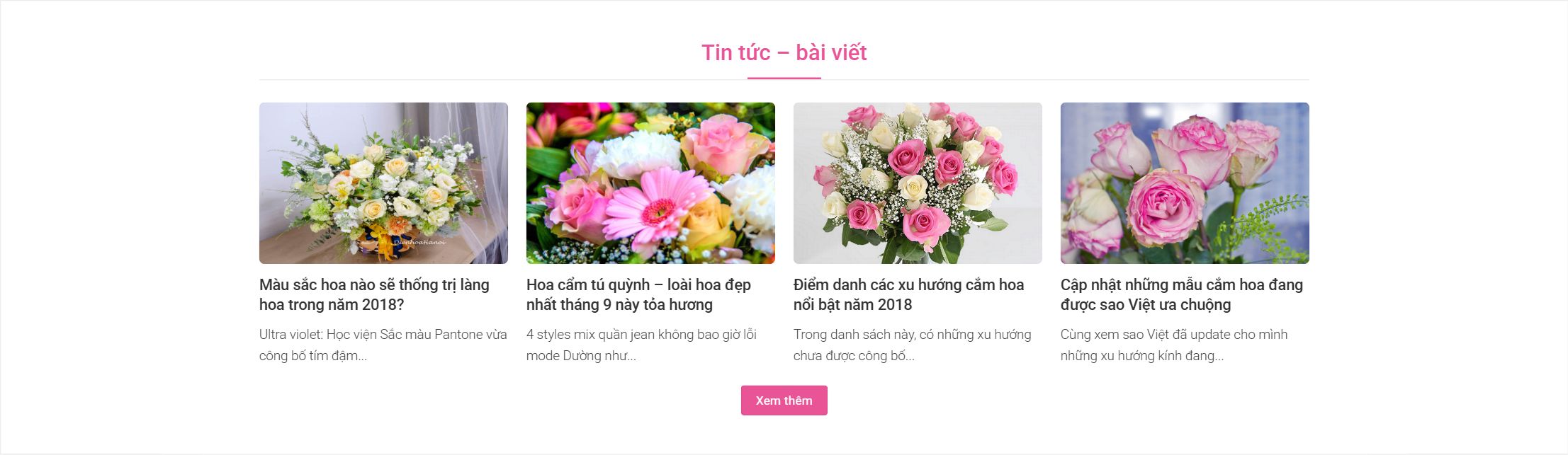 Theme điện hoa - Khối tin tức chia sẻ về hoa