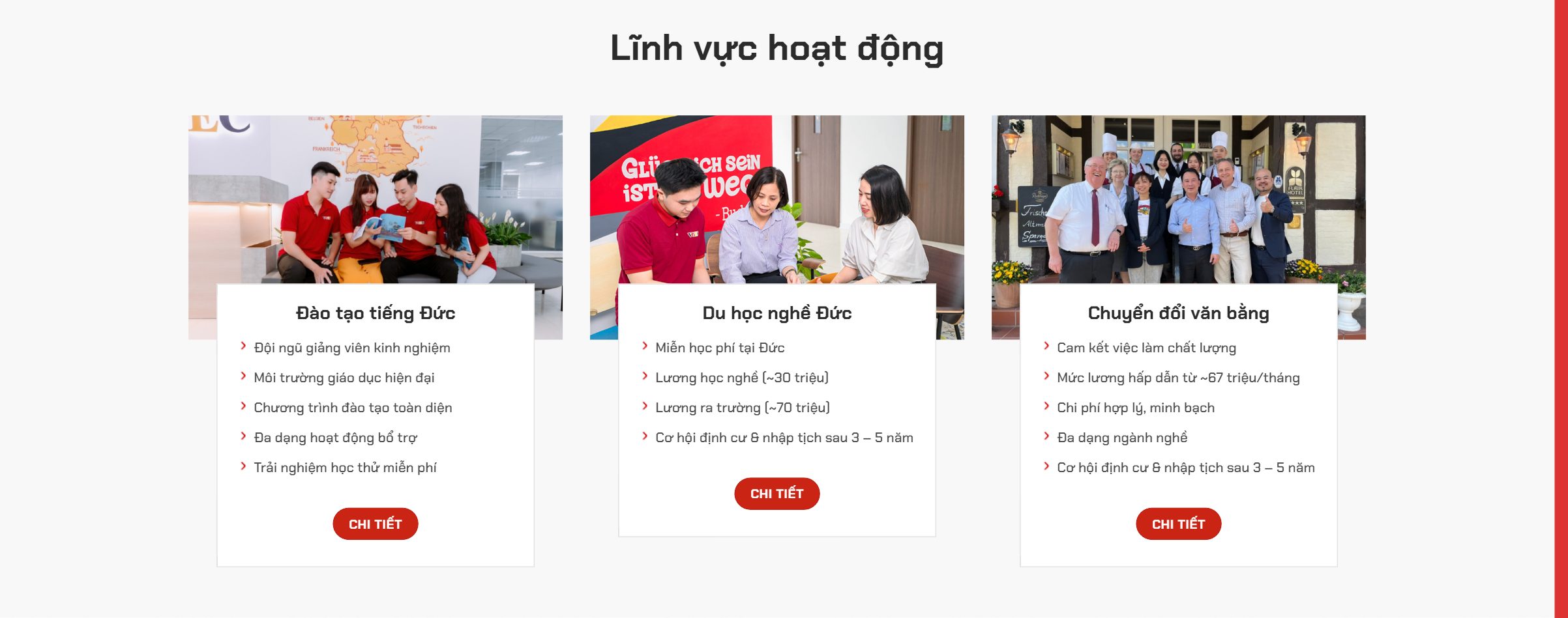 Lĩnh vực hoạt động trên theme du học Đức
