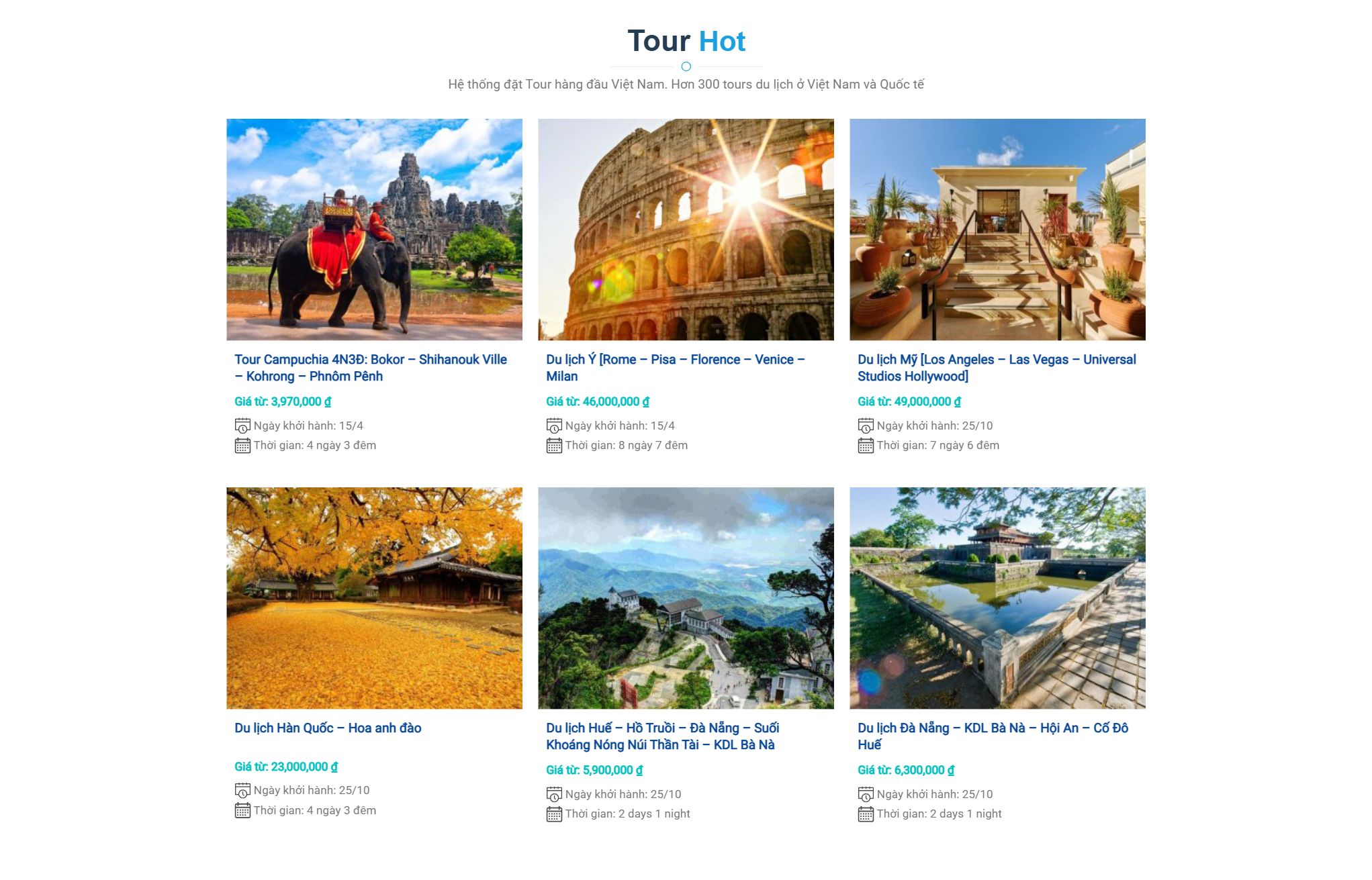 Theme du lịch - Khối Tour Hot của theme du lịch