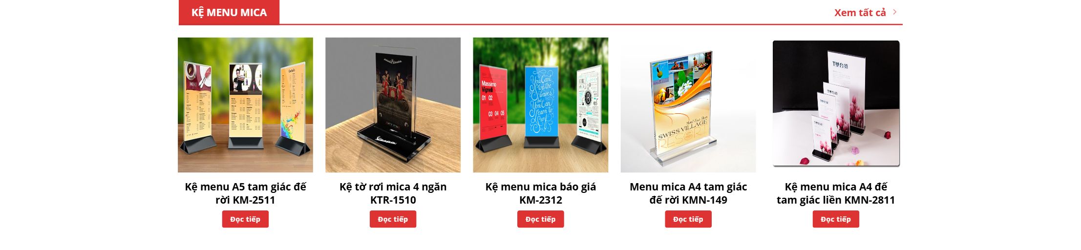 Theme gia công mica - Khối kệ menu, hộp mica kỹ thuật
