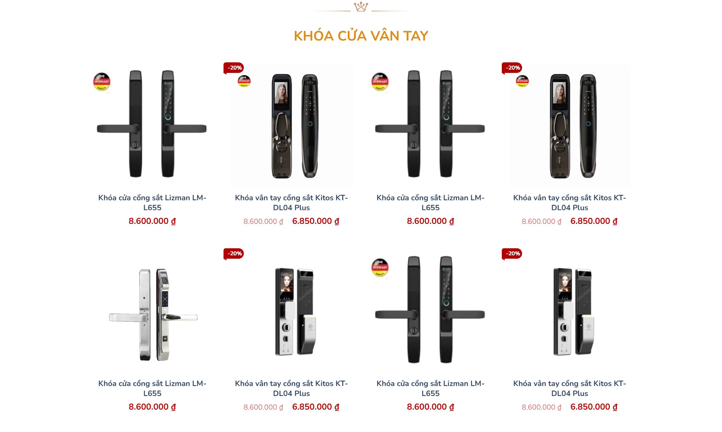 Danh mục khóa cửa vân tay trên theme