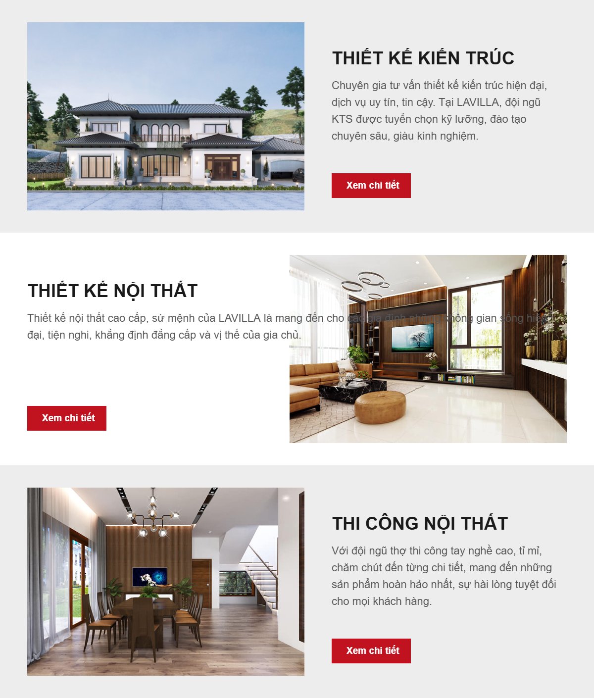 Dịch vụ thiết kế và thi công trên theme công ty kiến trúc nội thất