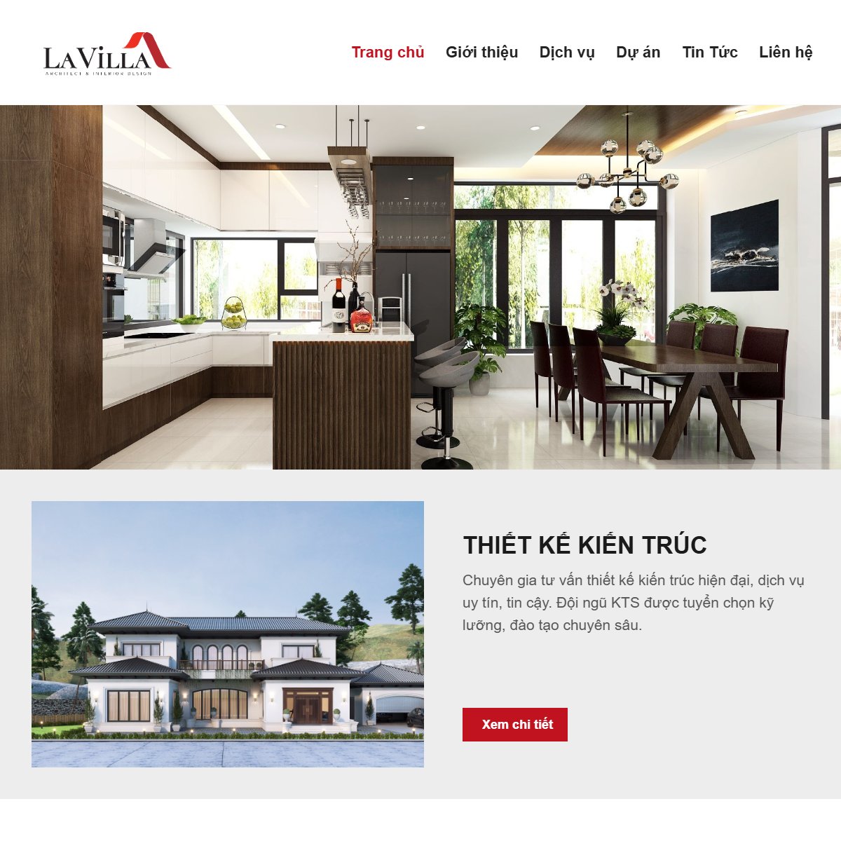 Giao diện website theme công ty kiến trúc nội thất Lavilla