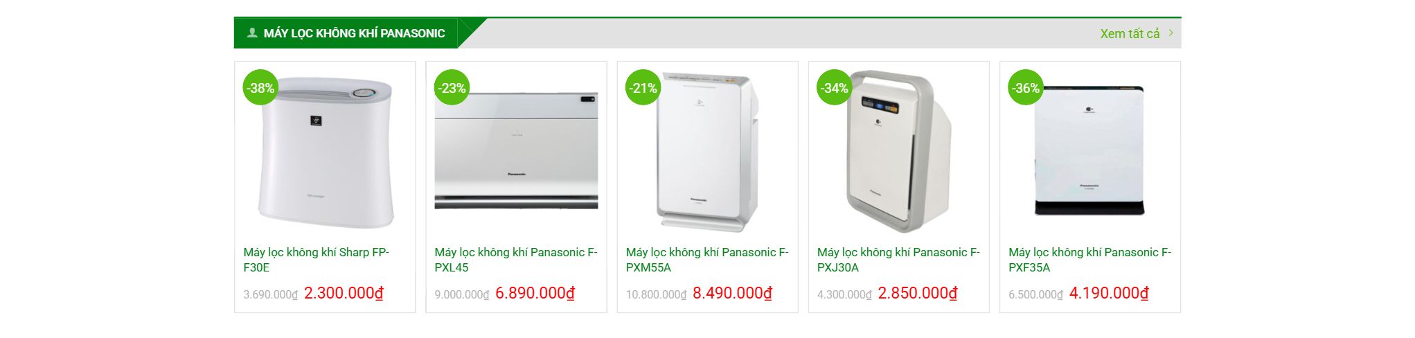 Theme bán máy lọc không khí - Khối sản phẩm theo thương hiệu của mẫu website