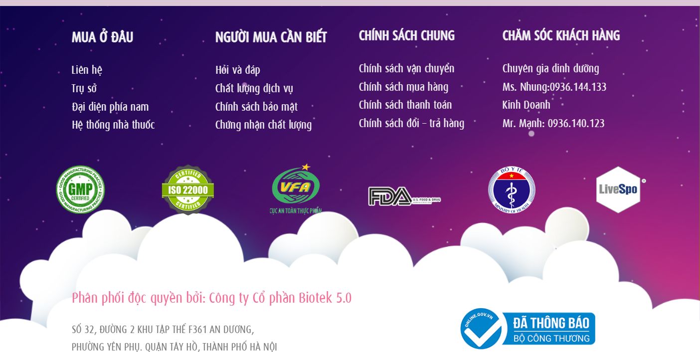Theme sản phẩm mẹ và bé - Chân trang của mẫu theme sản phẩm mẹ và bé