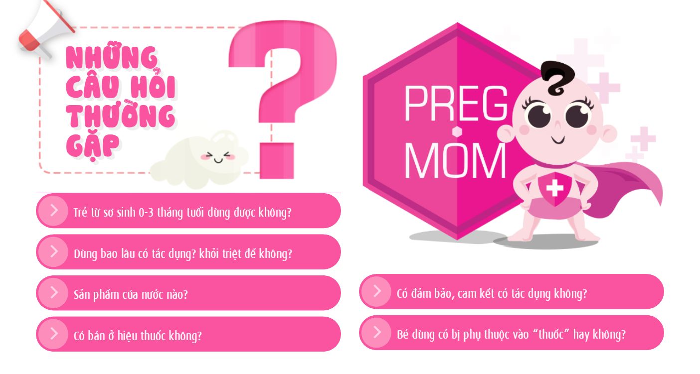 Theme sản phẩm mẹ và bé - Khối câu hỏi thường gặp của mẫu website