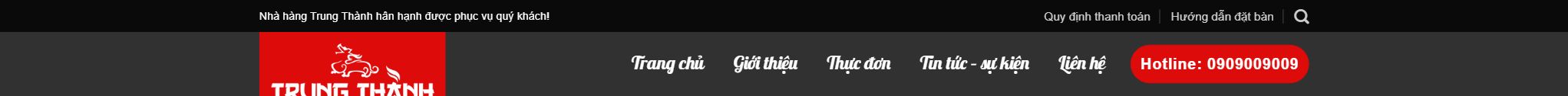 Theme nhà hàng - Header và menu của theme nhà hàng