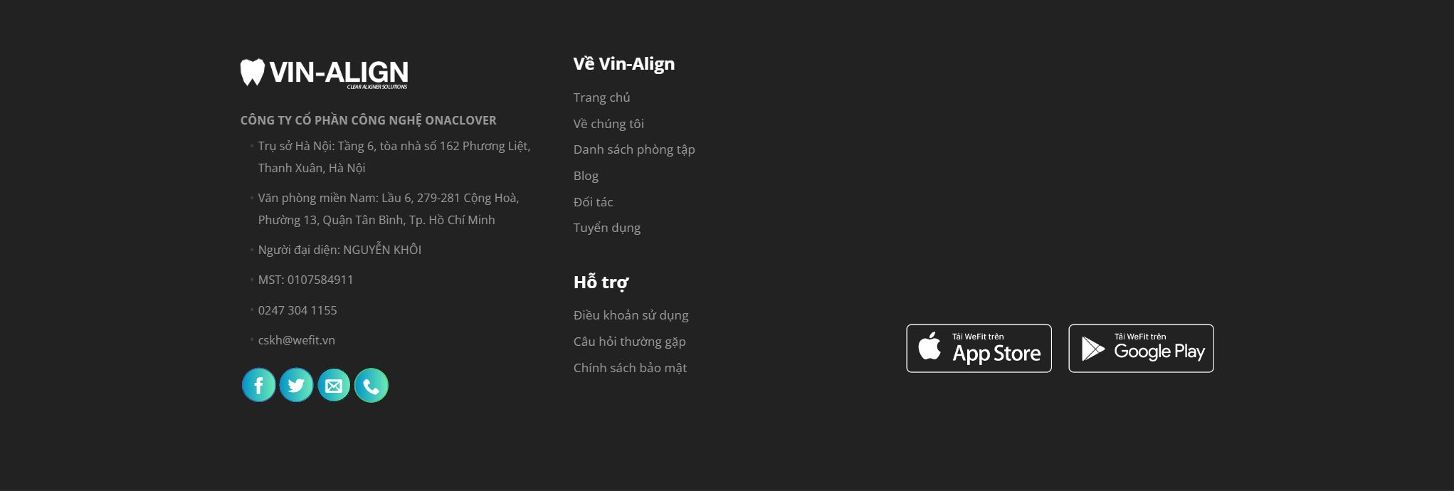 Theme nha khoa - Chân trang của mẫu theme nha khoa