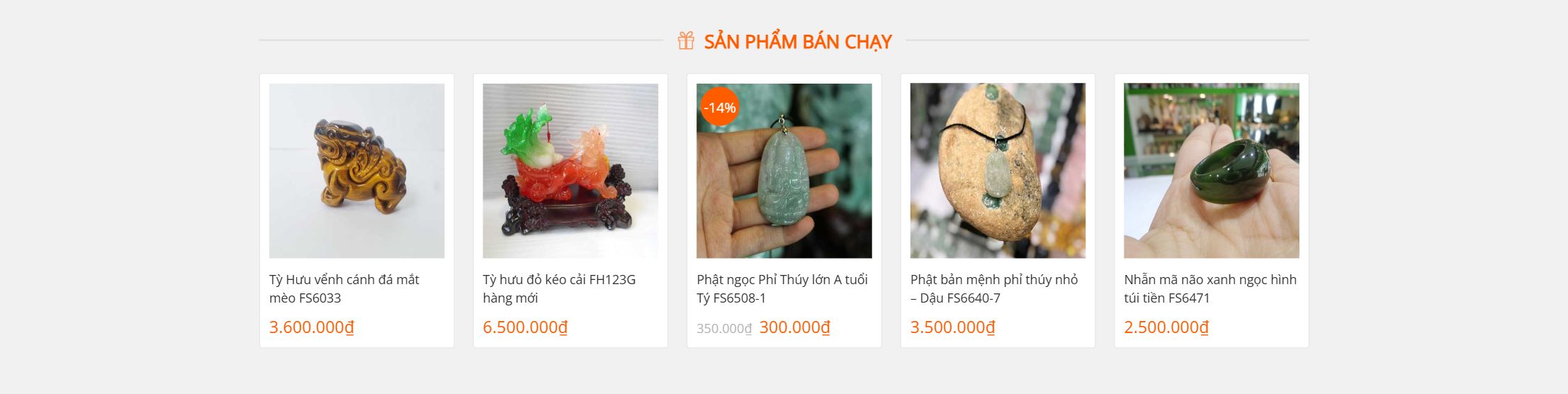 Theme bán đồ phong thủy - Khối sản phẩm bán chạy của theme bán đồ phong thủy
