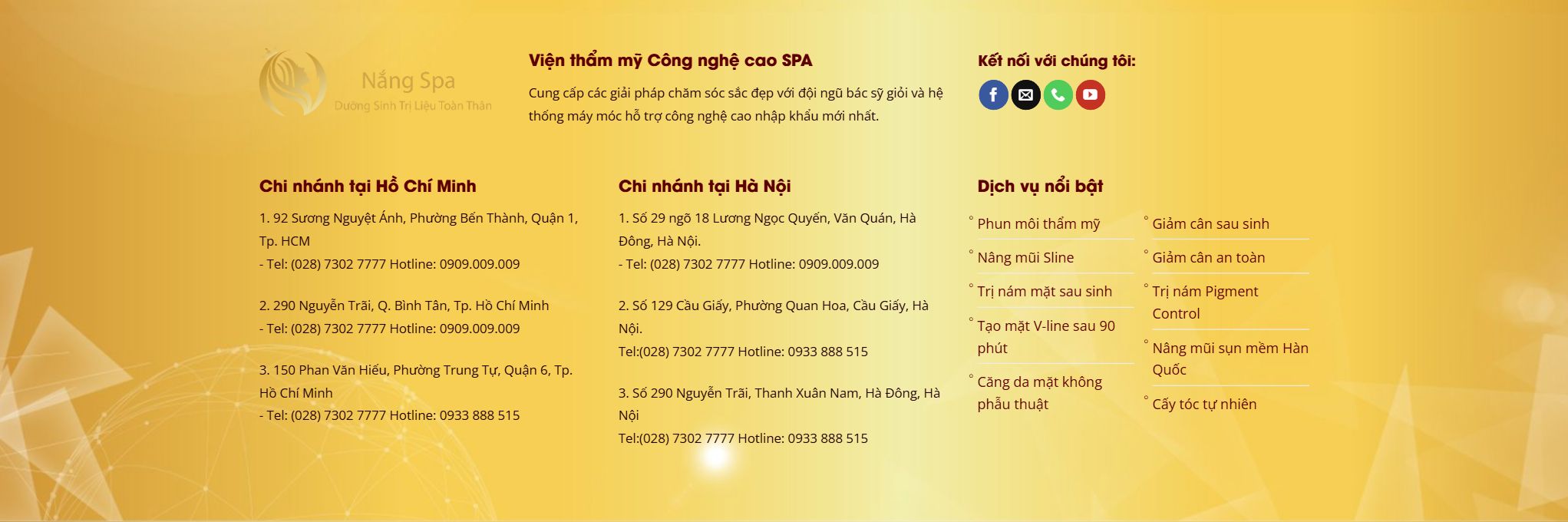 Theme spa thẩm mỹ viện - Chân trang của mẫu theme spa thẩm mỹ viện
