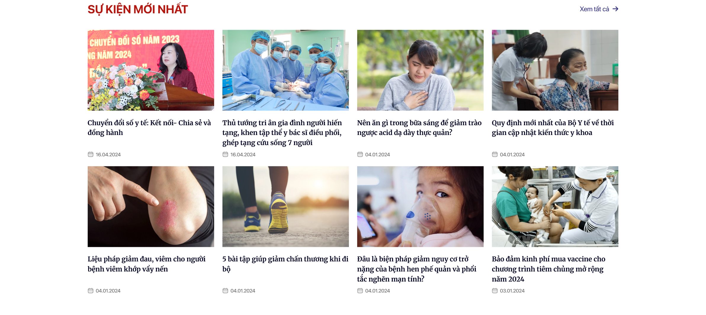 Khối sự kiện mới nhất trên theme website tin tức