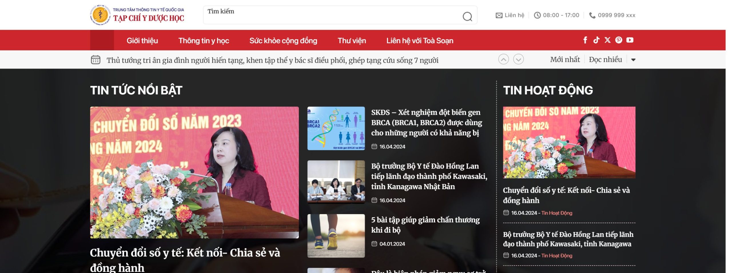 Giao diện trang chủ theme website tin tức