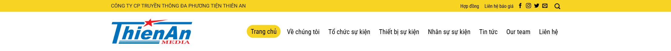 Theme tổ chức sự kiện - Header và menu của theme tổ chức sự kiện
