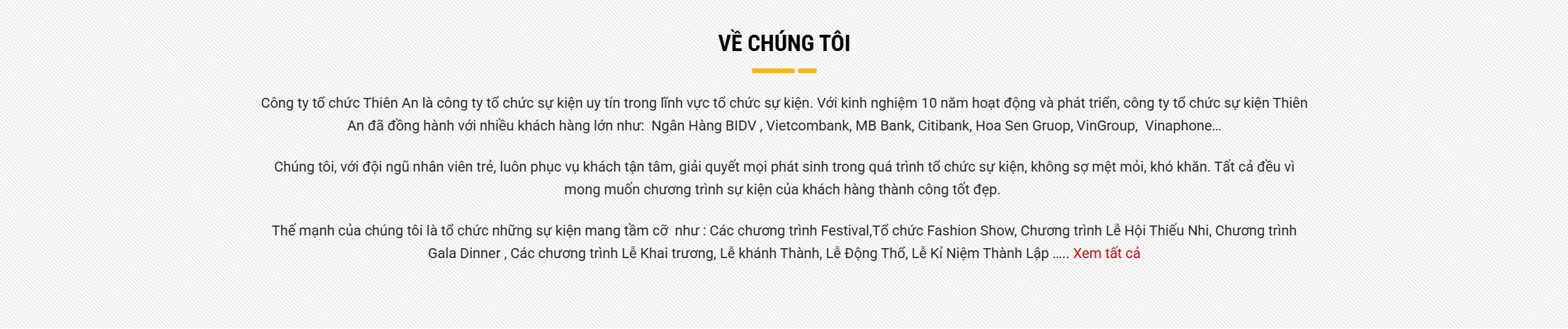 Theme tổ chức sự kiện - Khối về chúng tôi của theme tổ chức sự kiện
