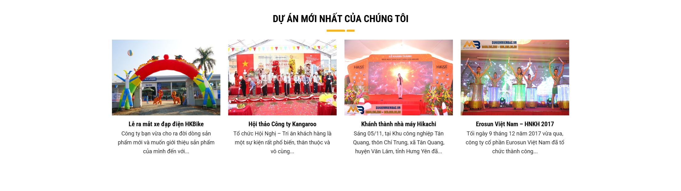 Theme tổ chức sự kiện - Khối dự án mới nhất của mẫu website