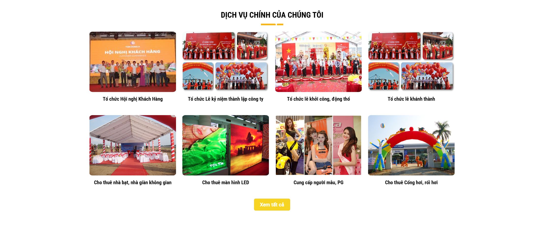 Theme tổ chức sự kiện - Khối hình ảnh sự kiện và thiết bị