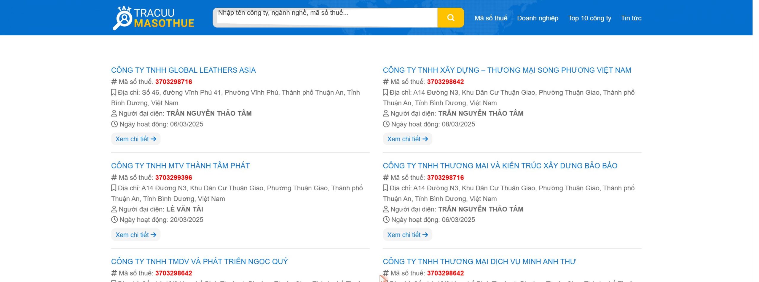 Giao diện trang chủ theme tra cứu mã số thuế