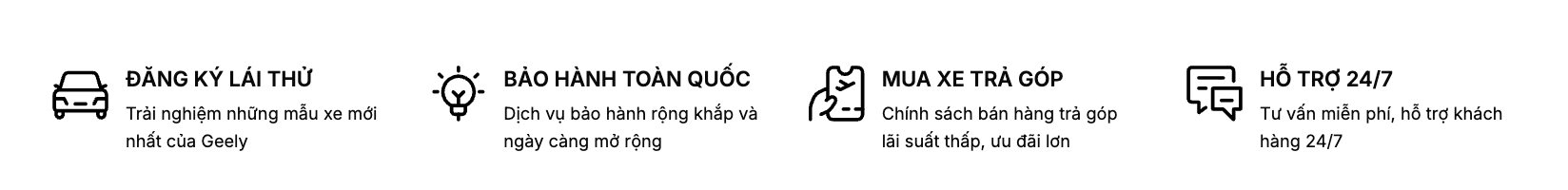4 cam kết dịch vụ trên theme bán xe VinFast