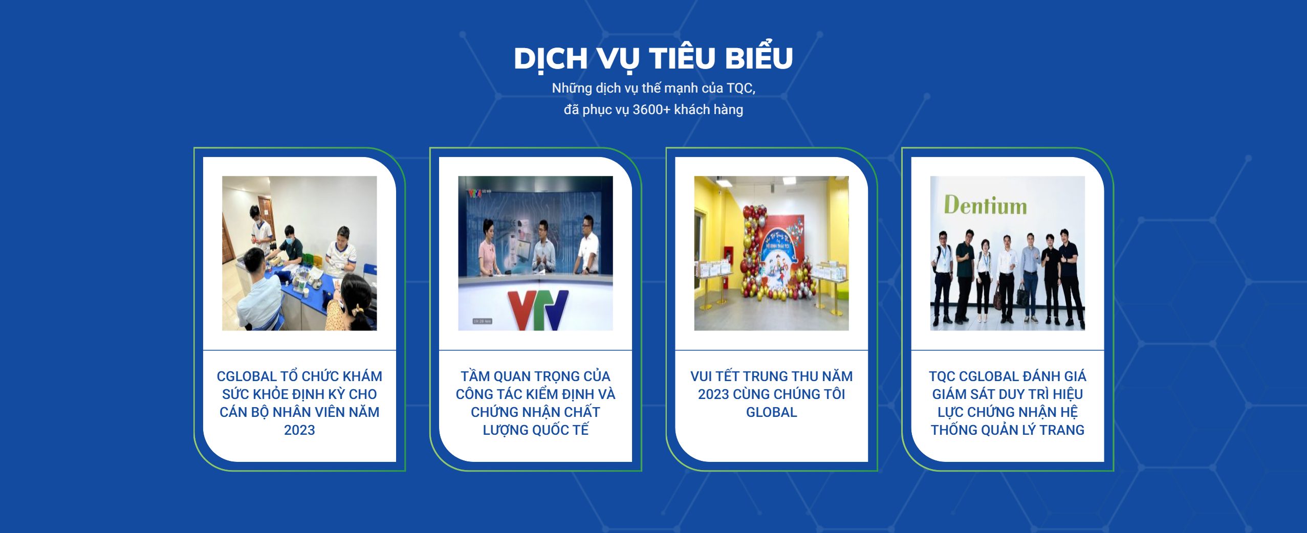 Khối dịch vụ tiêu biểu trên theme WordPress trung tâm chứng nhận và kiểm định