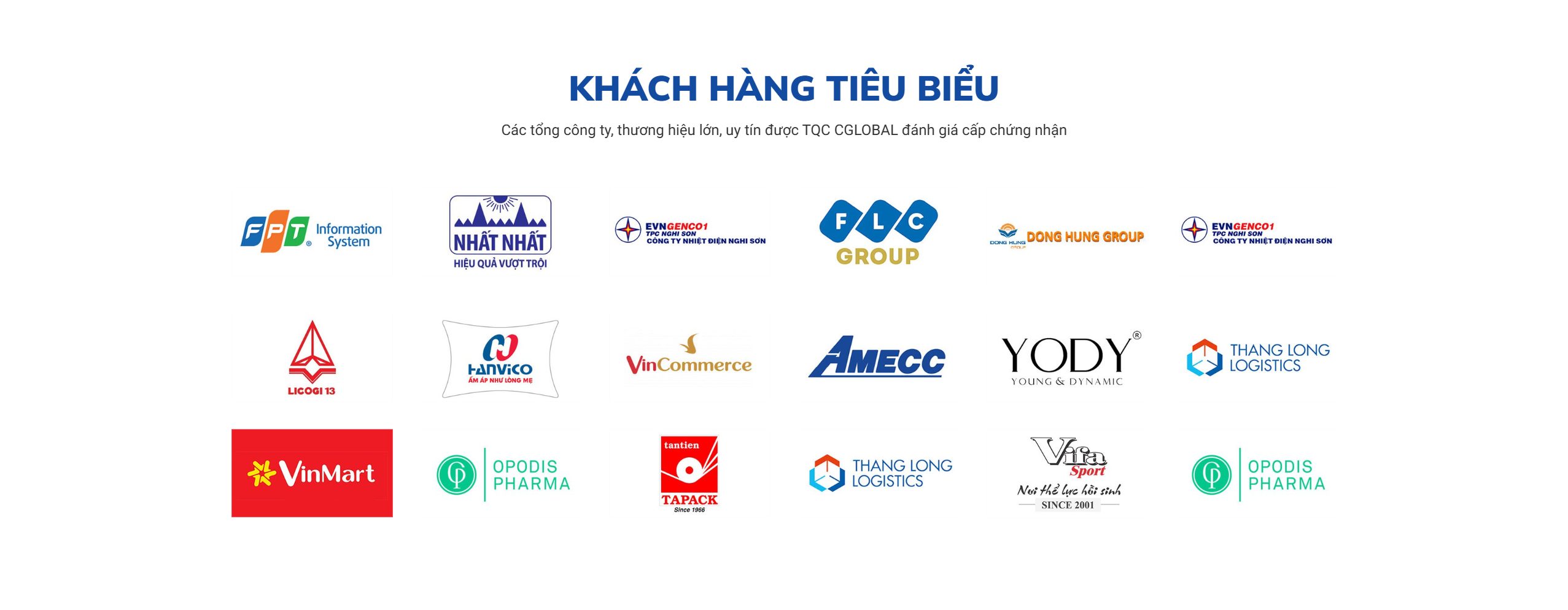Khách hàng tiêu biểu trên theme WordPress trung tâm chứng nhận và kiểm định