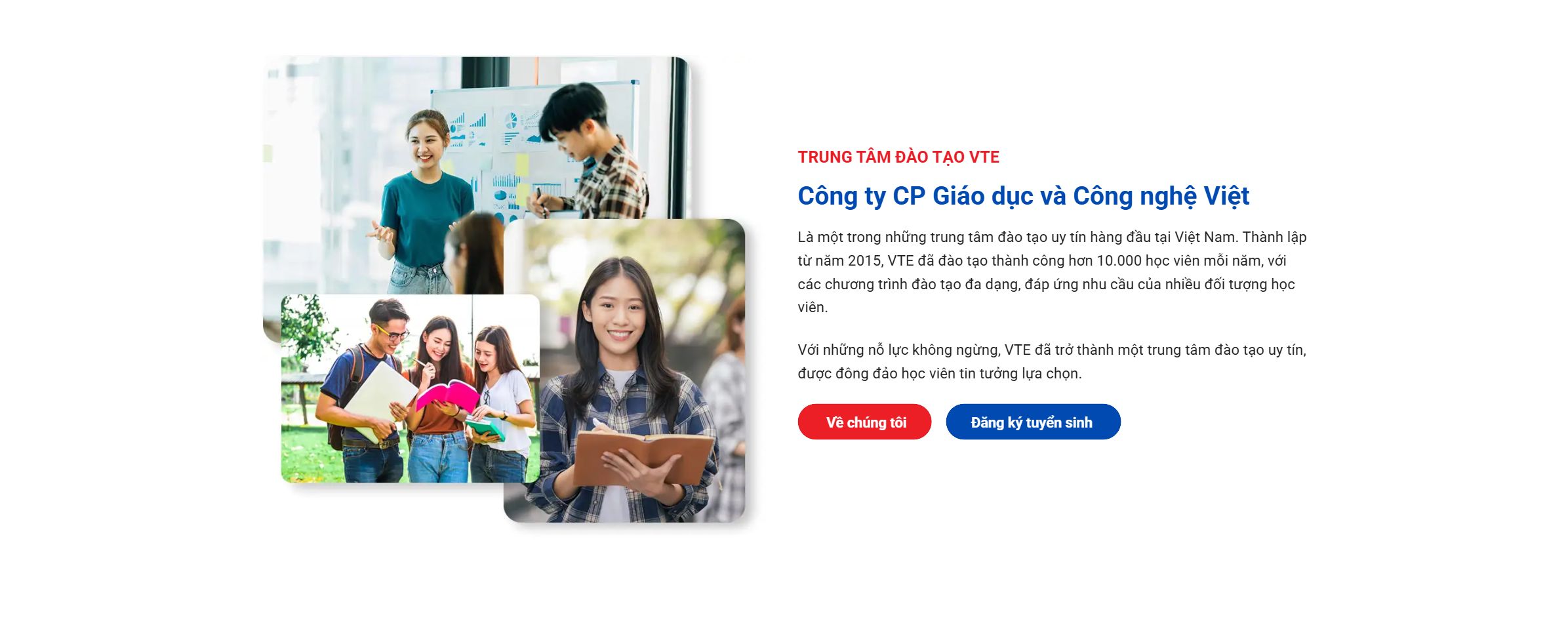 Khối giới thiệu đơn vị đào tạo trên theme WordPress trường dạy nghề