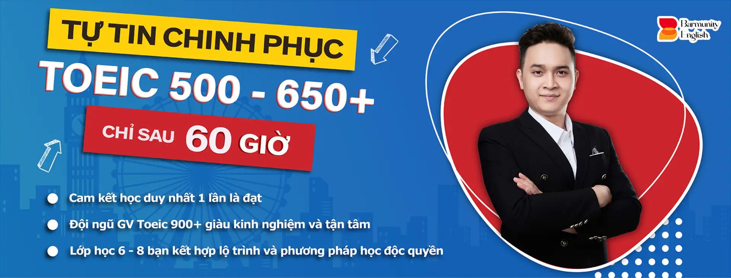 Banner trang chủ trên theme WordPress trung tâm học tiếng Anh